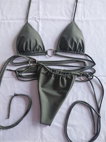 wet set intex: Bikini set – maslinasto zeleni, sa ukrasnim metalnim prstenovima - — 3