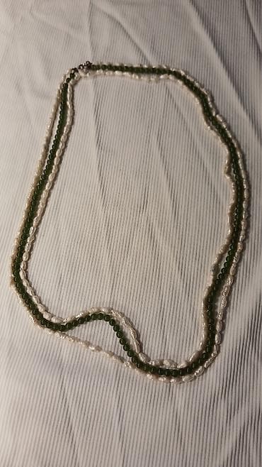 svecane ogrlice: Duple ogrlica sa perlama i zelenim kuglicama - Dizajn: dvostruki niz — 3