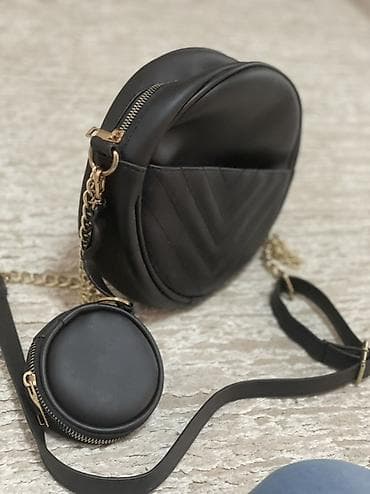 providna torba: Okrugla crna torba preko ramena sa dodatnom mini torbicom - Dizajn — 3