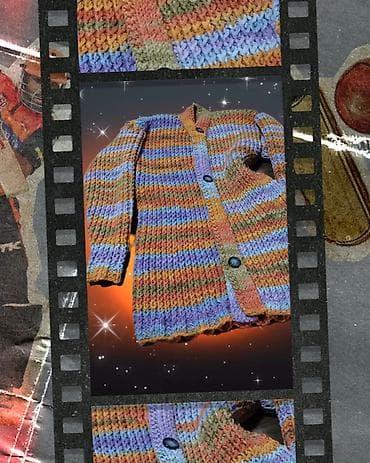 Nov ručno pleteni džemper na kopčanje vel XXL. Obim grudi 106 cm — 5