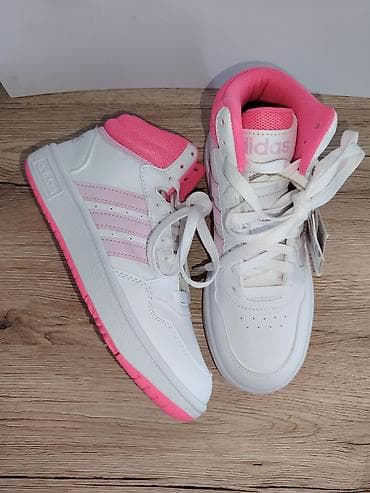 lancic na engleskom: Adidas srednjevisoke patike – dečiji/ženski model u beloj boji sa roze — 2