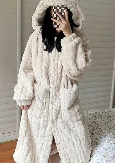 Ženska odeća: Dugi oversized kućni bade - mantil sa kapuljačom - Materijal: ultra — 7