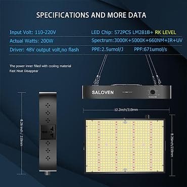 dormeo za decu: SALOVEN LED grow svetlo za biljke – puna spektralna rasveta sa — 6