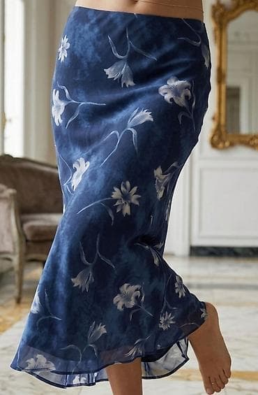 kofer za rucni prtljag: Svilena midi suknja sa cvetnim printom - Materijal: lagana, glatka — 1
