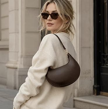bluze na preklop: Kožna torba za rame – hobo polumesec - Elegantna silueta polumeseca — 2