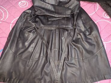 College jackets: Ženska kožna jakna/kaput do kolena, crne boje. - Materijal: prirodna — 3