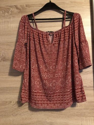 S (EU 36), Polyester, Geometrical, color - Red