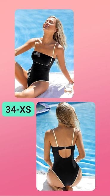 srebrni setovi zenski: Jednodelni ženski kupaći kostim – veličina 34 (XS) - Boja: crna sa — 1