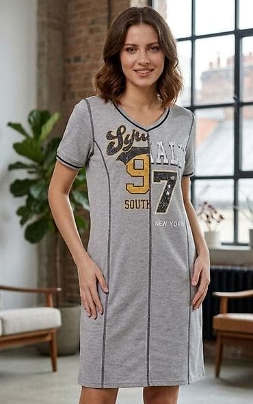 Sportska kućna haljina/duža majica - Boja: svetlosiva melange - Kroj