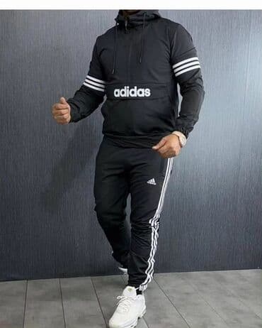 crno beli tech fleece: Komplet, S (EU 48), Adidas, bоја - Crna, Mikrofiber — 1