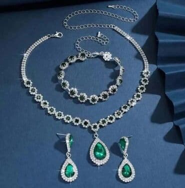srebrna ogrlica sa krsticem: Set: Earrings, Necklace — 2