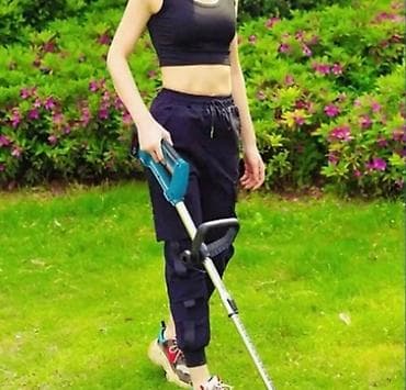 drveni tanjiri: Bežični trimer/ivicač za travu sa točkićima + makaze za — 3