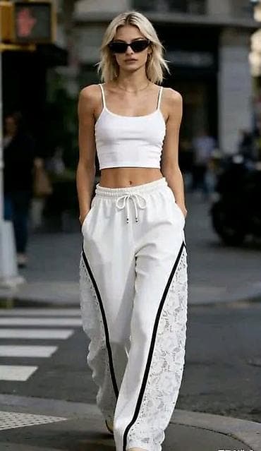 Donji deo: Pantalone sa čipkom,hit model,urban i smeo. - Kroj: ravne nogavice sa — 1
