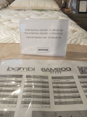 nameštaj šabac: Krevet od bambusa sa tapaciranim uzglavljem, idealan za moderno — 2