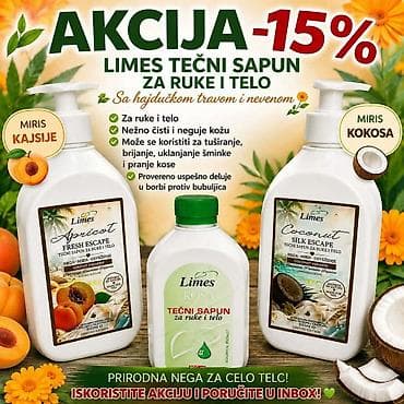 gleznjace sa petom: Limes tečni sapun za ruke i telo – sa hajdučkom travom i nevenom - — 1