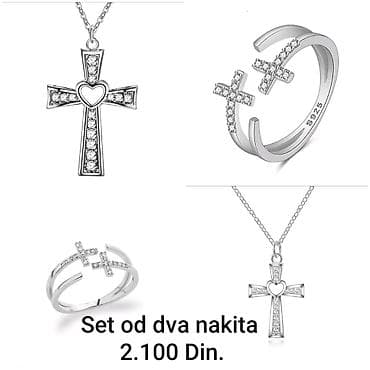 Posrebreni set od dva nakita – ogrlica sa priveskom i prsten - na lalafo.rs Posrebreni set od dva nakita – ogrlica sa priveskom i prsten -