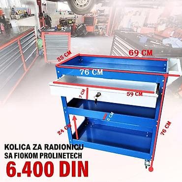 Kolica za radionicu sa fiokom Prolinetech - Metalna servisna kolica
