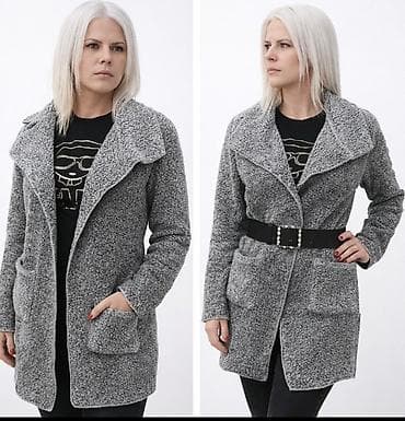 Women's Pants, Jeans, Shorts: Ženski kaput/blejzer od meke „teddy“ (bukle) tkanine u sivoj boji. - — 1