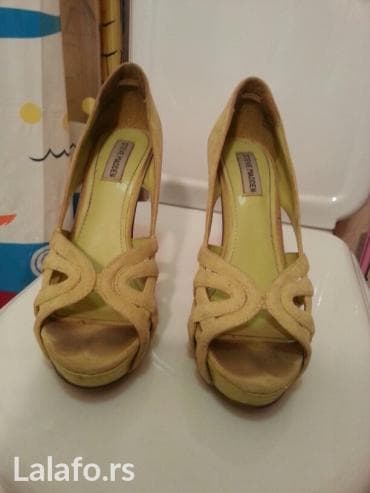 mokasine ženske kozne: Steve Madden sandale sa bas visokom stiklom,kozne. svetlo zuta velur — 1