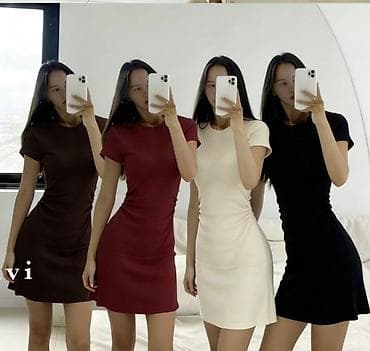 Ženska kratka haljina s kratkim rukavima – basic kroj sa efektom — 1