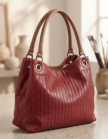 Elegantna ženska torba – bordo crvena - Materijal: meka koža/eko-koža