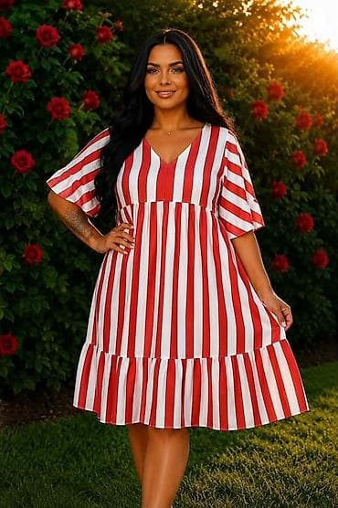 💥Haljina za punije ✨Pruge koje nikad ne izlaze iz mode 💥2XL 3XL 4XL