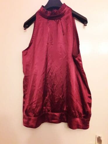 pantalone bez kaisa: M (EU 38), Satin, Single-colored, color - Burgundy — 1