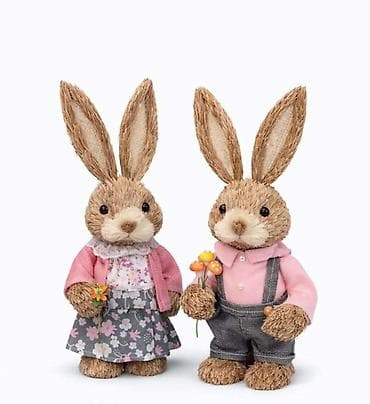 Dekorativni zeka figure – par - Materijal: prirodna vlakna/rašćka