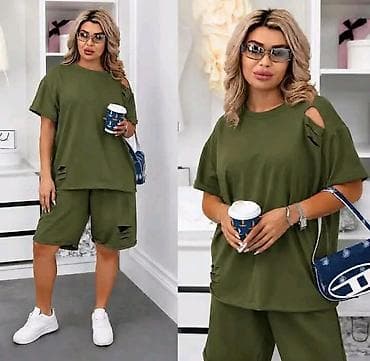 berška: Dvodelnj set za punije dame,oversize majica i bermude. - Model — 4