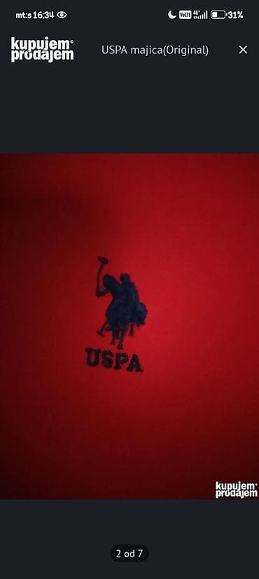 Coats and trench coats: Short sleeves T-shirt, M, U.S. Polo Assn, color - Red, Cotton — 2
