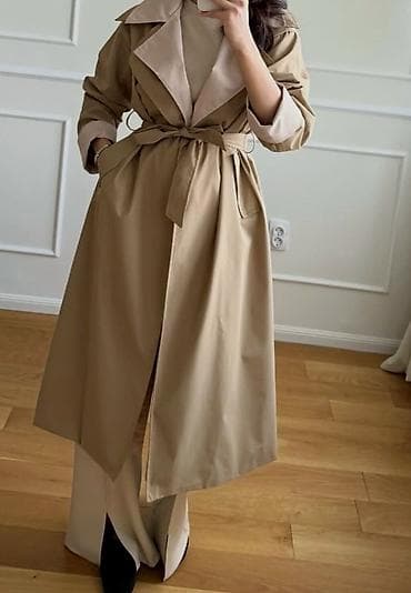 NOVO! Ženski Mantil S/M bež/pesak sa reverzibilnim izgledom kragne i