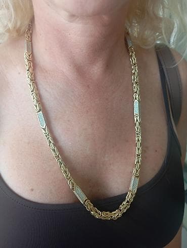 torbice za opasac: Masivni zlatni lanac 14k unikatni dizajn - Materijal: metal u zlatnoj — 4