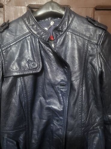 Jeans: Leather jacket Genuine leather, S (EU 48), Esprit, color - Blue — 2