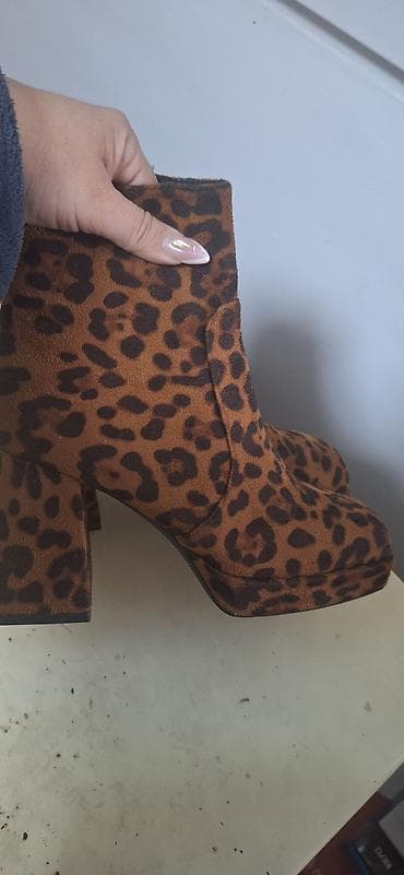 srebrne sandale na platformu: Nove skroz Fenomenalne-Ženske kratke čizme sa životinjskim printom — 2