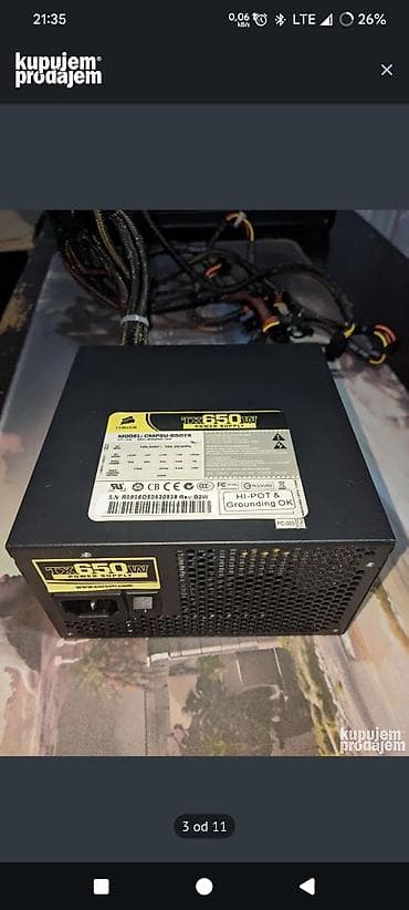 slusalice za decu jednorog: Potpuno ispravan napajanje Corsair TX650W 80+ sertifikovanih snage — 3