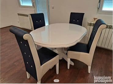 Nameštaj: 08. Sto baluster rogovi Dimenzije: 100+30 Stolice dugme Eko koza — 1