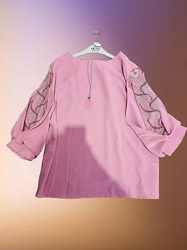 kosulje zenske legend: Ružičasta ženska bluza sa dekorativnim rukavima veća serija - Model — 1