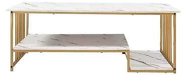 držač za laptop: Elegantan klub sto sa mermernim efektom i zlatnim metalnim okvirom - — 2