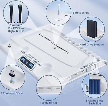 najbolji iptv: PS5 Slim multifunkcionalno postolje – hlađenje + punjač za 2 — 4