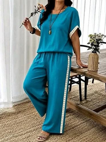 patike lacoste: Ženski komplet – široke pantalone i bluzica kratkih rukava - Kroj — 4