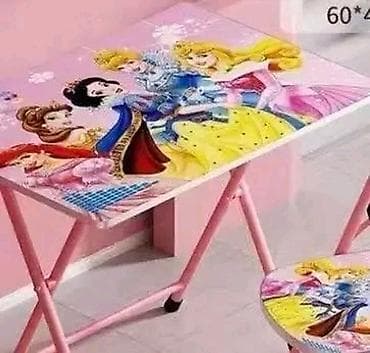 Dušeci: Dečiji set sto + stolica sa motivima crtanih junaka - Praktičan set — 10