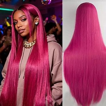 prirodna kosa na klipse: Duga ravna perika u boji pastelno roze Dužina 100cm. - Tip — 7