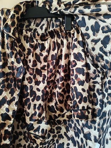 sorc za spavanje: Damska pidžama – leopard print, satenski izgled - Set od dve delove — 2