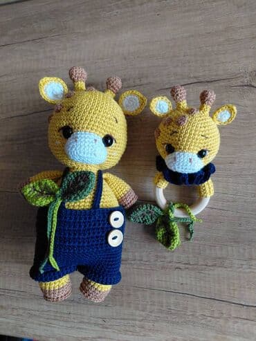 igracke iz kinder jaja prodaja: Heklana žirafa zvečka za bebe - Ručno rađena amigurumi zvečka sa — 6