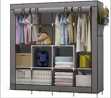 trilord namestaj katalog: Platneni ormar/čiviluk sa policama i rolo zavesom - Veliki — 1