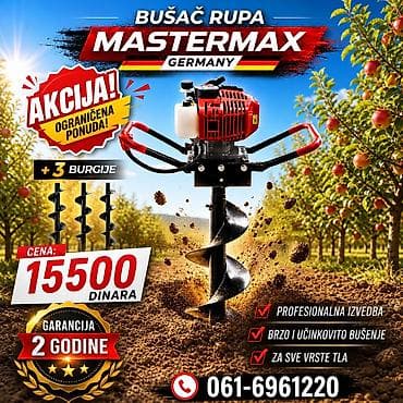 Bušač rupa MASTERMAX Germany - Benzinski bušač zemlje sa snažnim