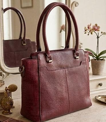 donna torbe novi sad: Elegantna torba od prave kože – bordo - Materijal: prirodna — 1