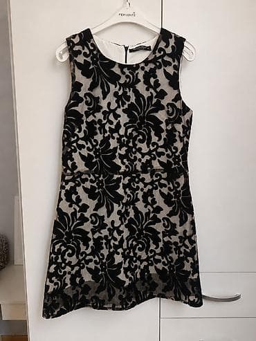 Women's Clothing: Elegantna mini haljina bez rukava sa baršunastim crnim floralnim — 1