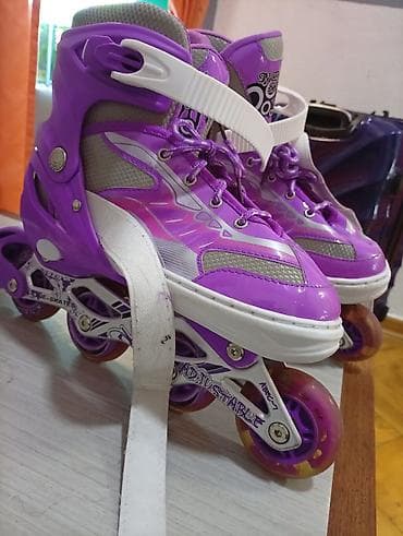Oprema za skijanje: Rolerke (in-line) za decu – ljubičaste sa sivim i belim detaljima - — 7