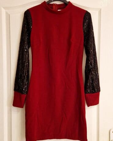 svecane haljine sa cirkonima: One size, color - Red, Evening, Long sleeves — 1